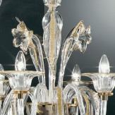 "Alloro" lampara de araña de Murano - 6 luces - transparente y ámbar