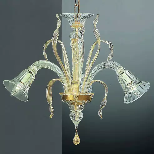 Rialto 3 flammig Murano Kronleuchter - transparent Gold Farbe