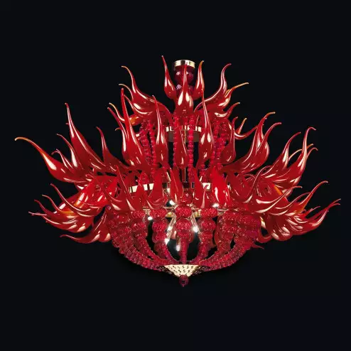 "Desdemona" lampara de araña de Murano - rojo -