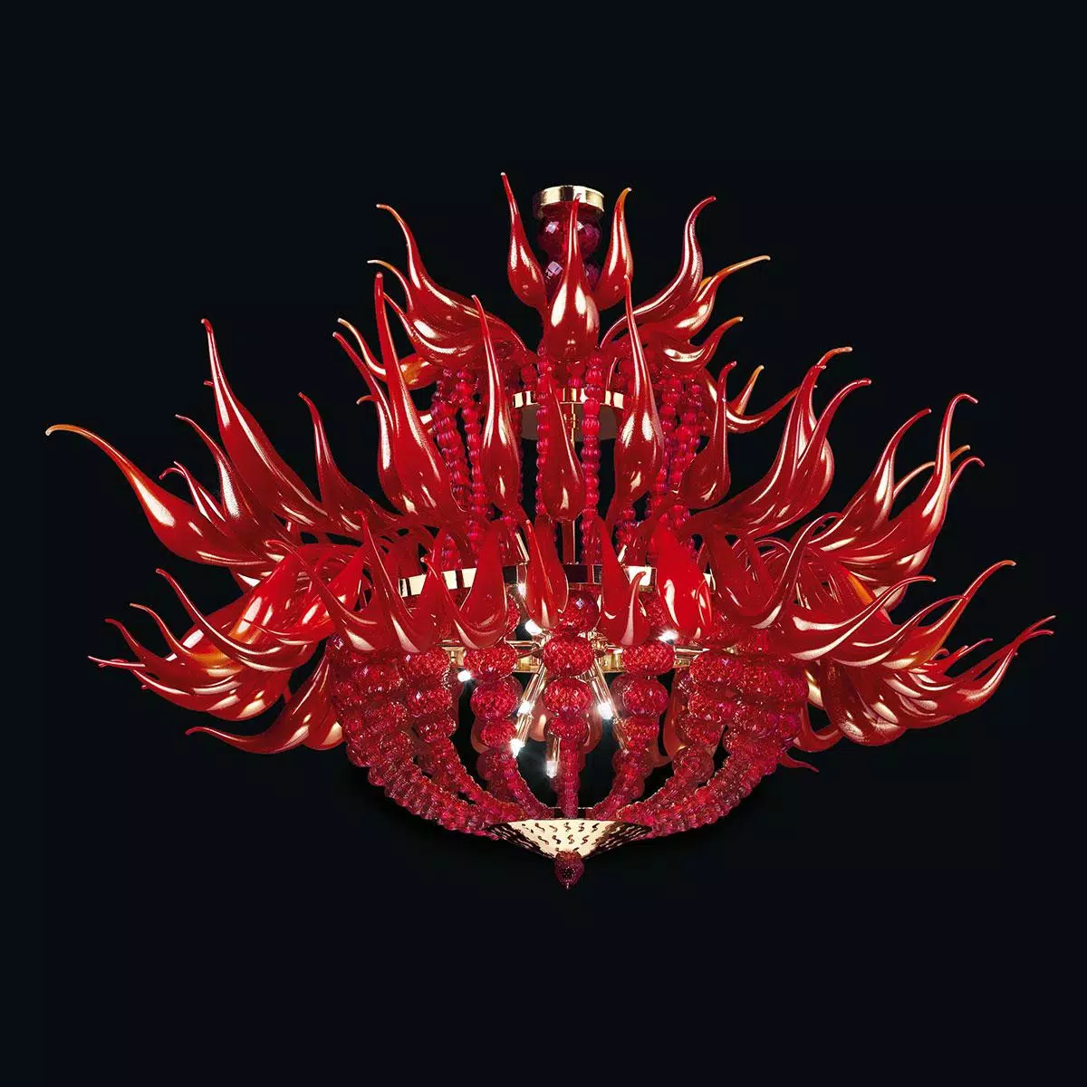 "Desdemona" lustre en cristal de Murano - rouge -