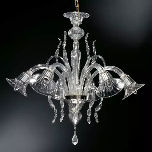 Rialto 6 lights Murano chandelier transparent color