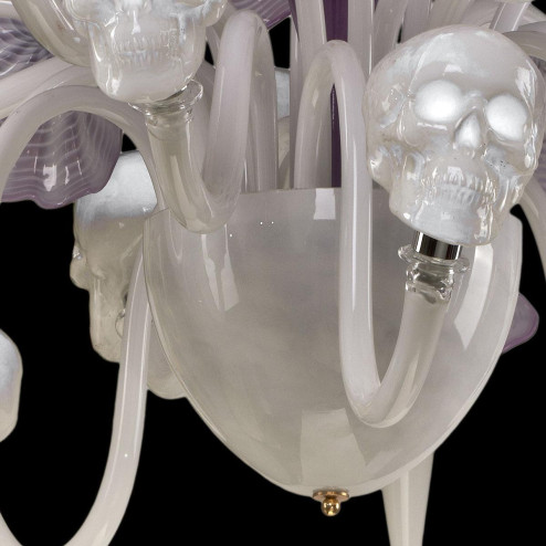"Teschi" Murano glass chandelier - white and pink -  
