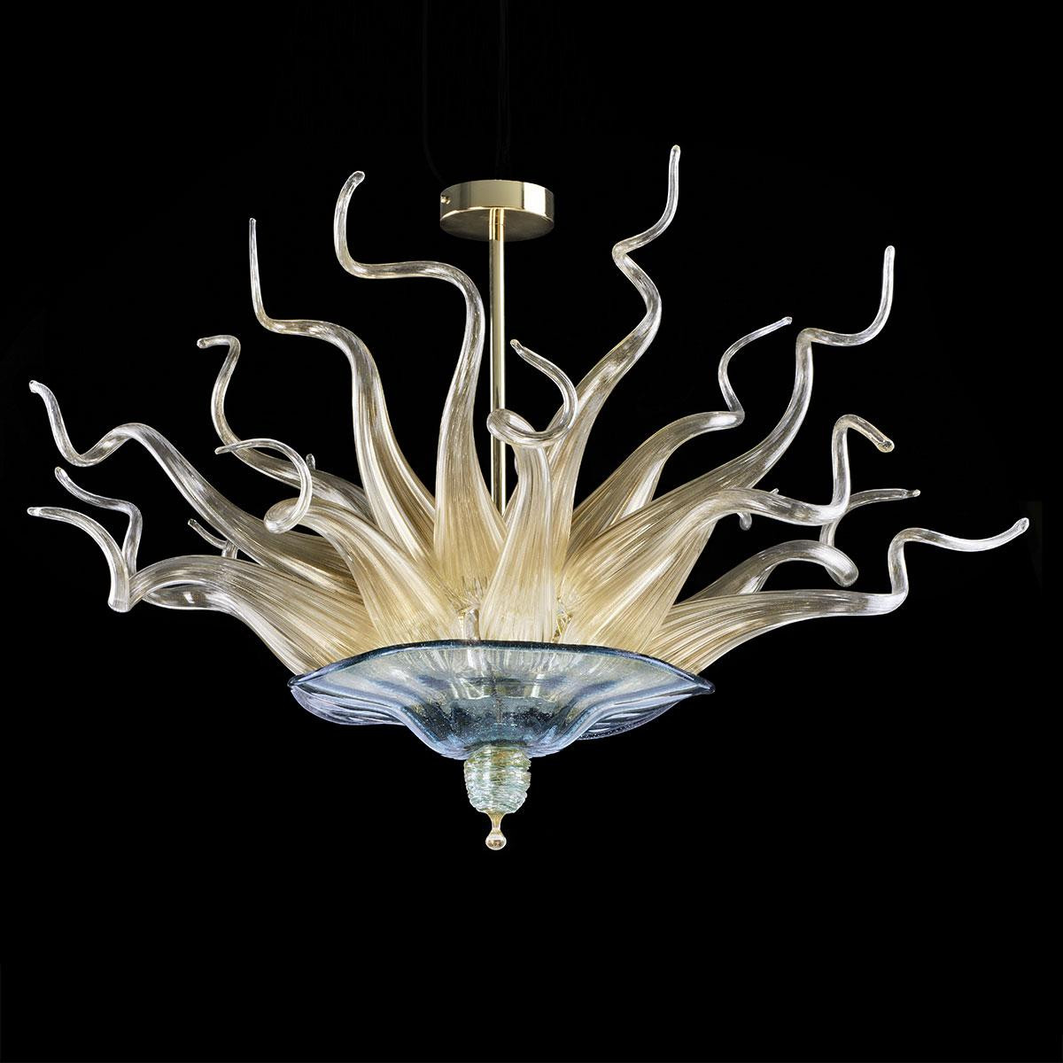 "Apollonia" Murano glass chandelier - blue and gold