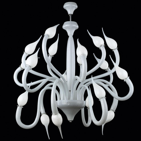 "Cerere" lampara de araña de Murano - blanco y plata -