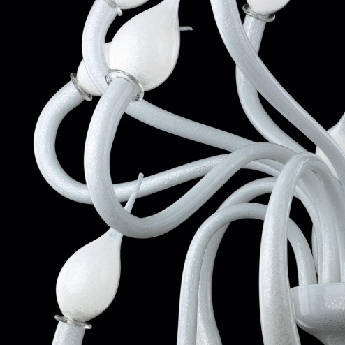 "Cerere" Murano glass chandelier - white and silver - 