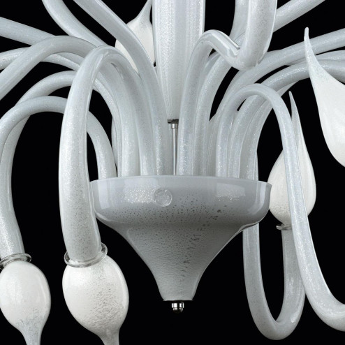 "Cerere" lampara de araña de Murano - blanco y plata-