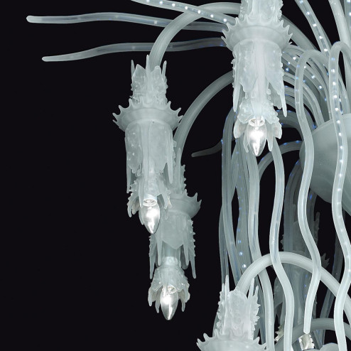 "Plutone" lustre en cristal de Murano - blanc - 