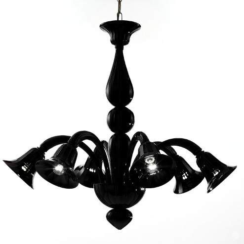 Serenissima 6 lumières Murano Lustre - couleur noir