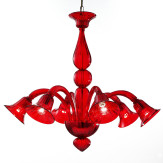 Serenissima 6 luces lámpara de Murano - color rojo
