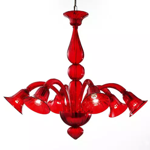 Serenissima 6 lights Murano chandelier - red color