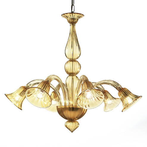 Serenissima 6 luces lámpara de Murano - color ámbar