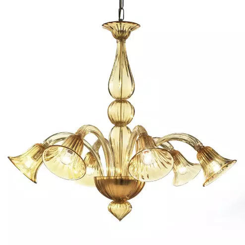 Serenissima 6 lights Murano chandelier - amber color
