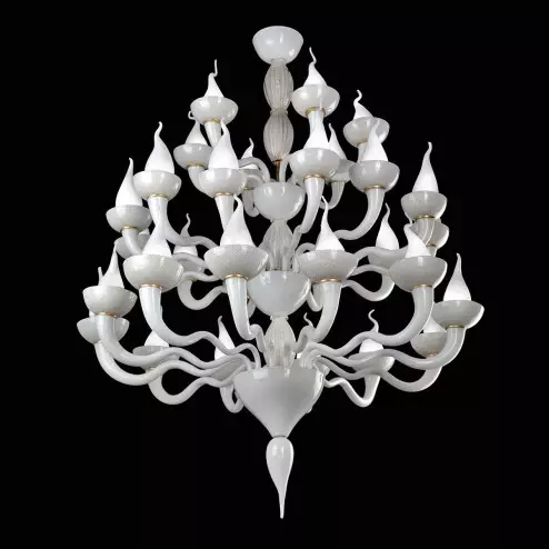 "Vulcano" lampara de araña de Murano - blanco -