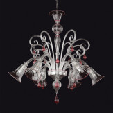 "Cassandra" lampara de araña de Murano - transparente y rojo -