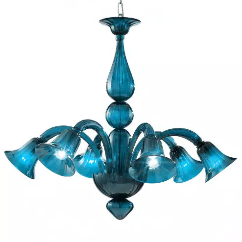 Serenissima 6 luces lámpara de Murano - color aguamarina