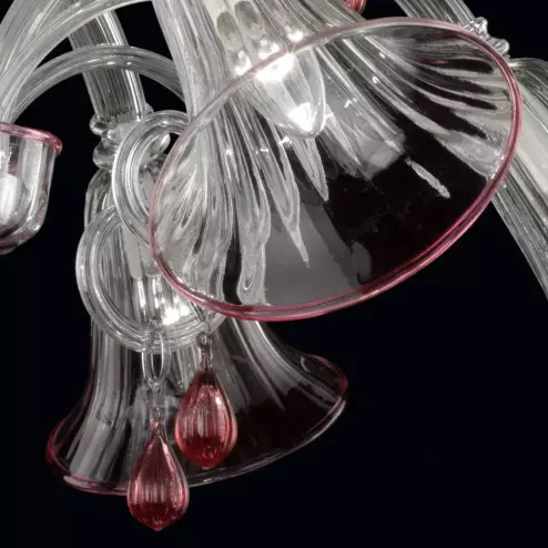 "Cassandra" Murano glass chandelier - transparent and red - 