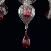 "Cassandra" Murano glas Kronleuchter - transparent und rot -