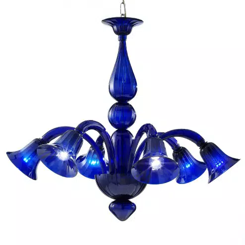 Serenissima 6 luces lámpara de Murano - color azul
