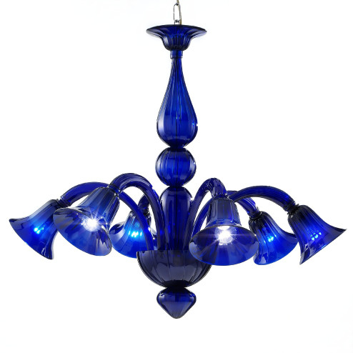 Serenissima 6 lights Murano chandelier - blue color