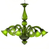Serenissima 6 luces lámpara de Murano - color verde