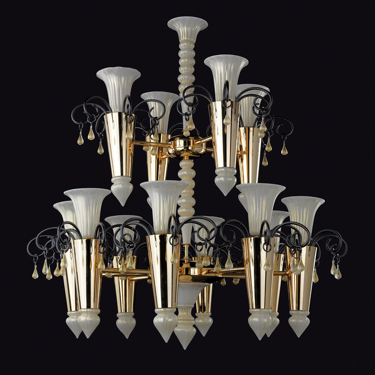 "Perseo" Murano glass chandelier - white - 