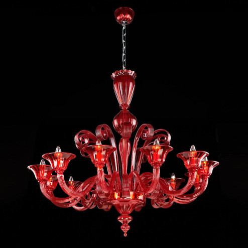 "Morgana" lustre en cristal de Murano - rouge -