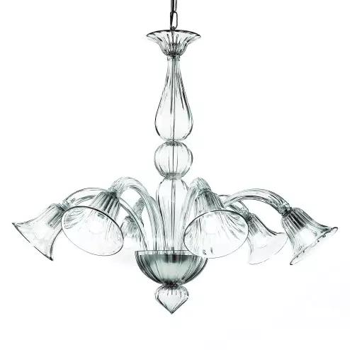 Serenissima 6 lights Murano chandelier - transparent color