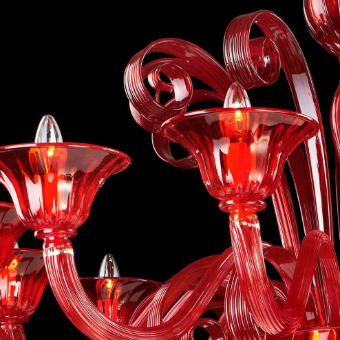 "Morgana" lustre en cristal de Murano - rouge -