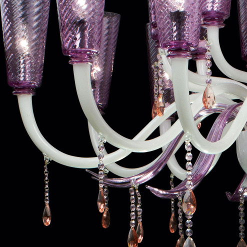 "Lullaby" lampara de araña de Murano - blanco y rosa -