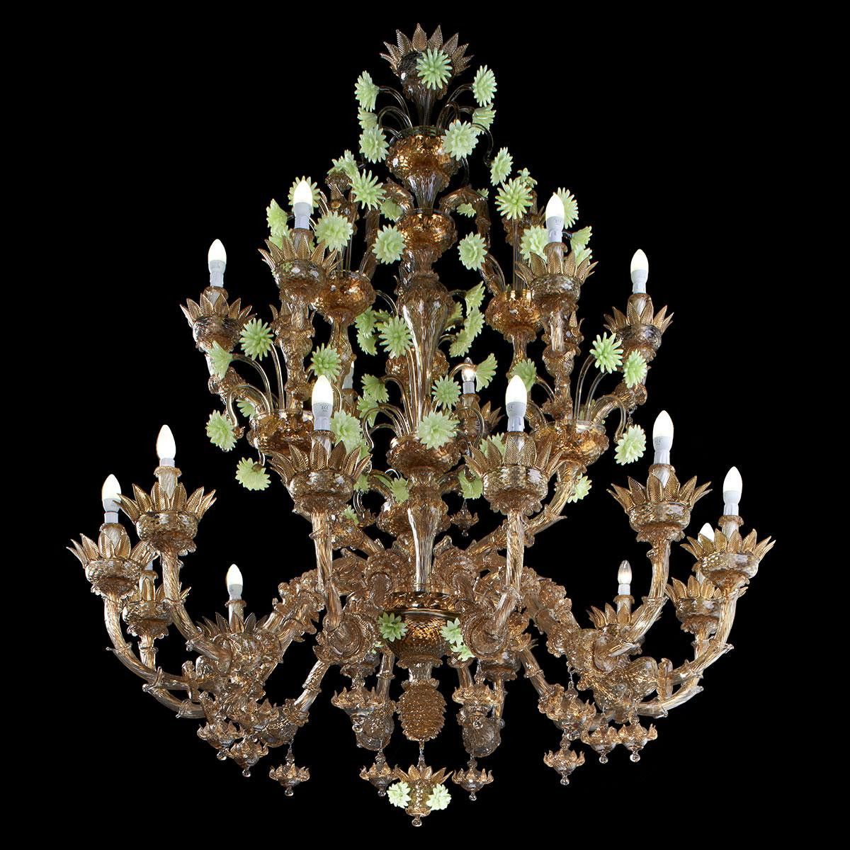"Carosello" lampara de araña de Murano - marrón y verde -