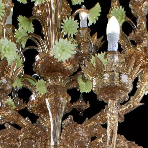 "Carosello" Murano glass chandelier - brown and green -