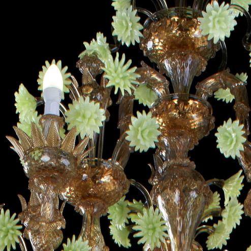 "Carosello" Murano glass chandelier - brown and green -