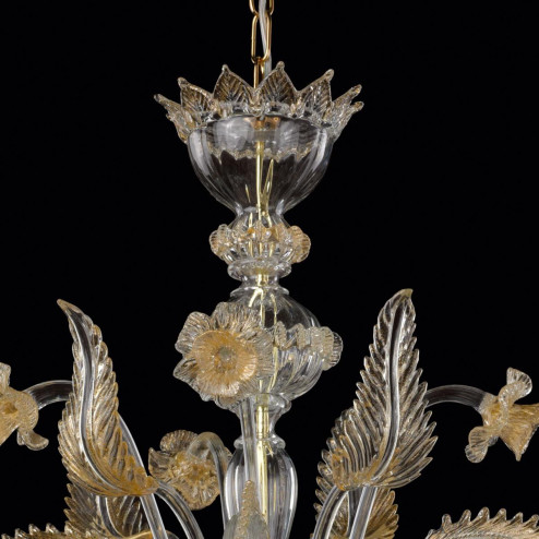 "Alba" Murano glass chandelier - transparent and gold