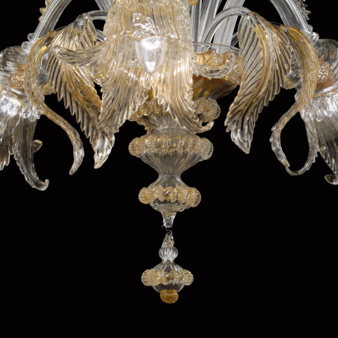 "Alba" lustre en cristal de Murano - transparent et or