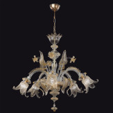 "Alba" lampara de araña de Murano - transparente y oro