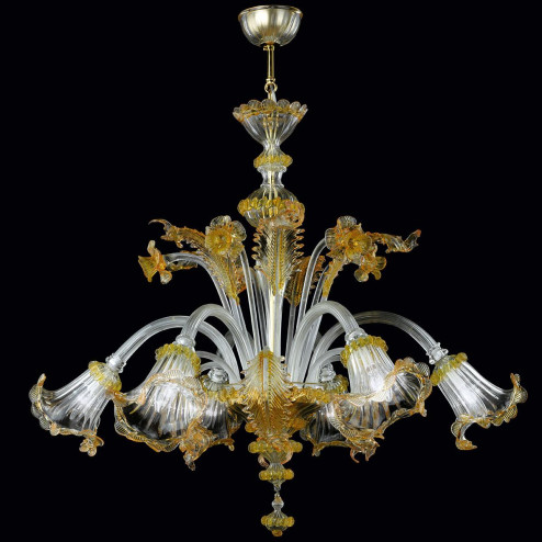 "Adelaide" Murano glass chandelier - transparent and gold -