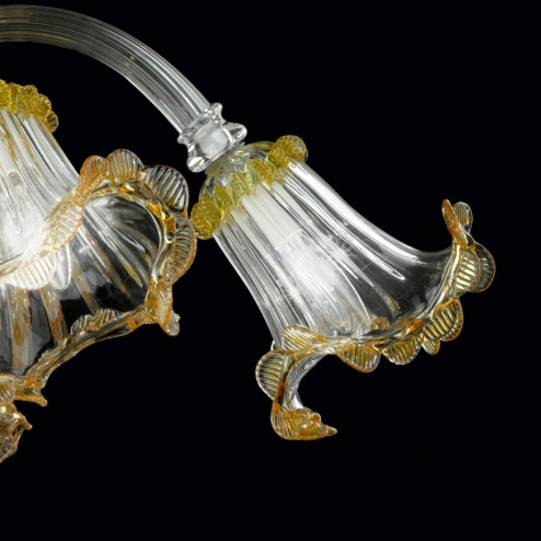 "Adelaide" lustre en cristal de Murano - transparent et or - 