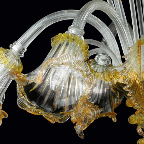"Adelaide" Murano glass chandelier - transparent and gold -