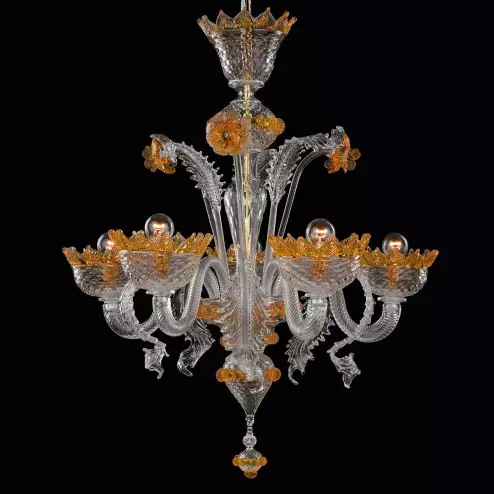 "Norma" Murano glass chandelier - transparent and amber -