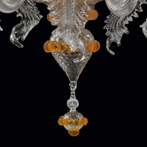 "Norma" lampara de araña de Murano - transparente y ámbar-