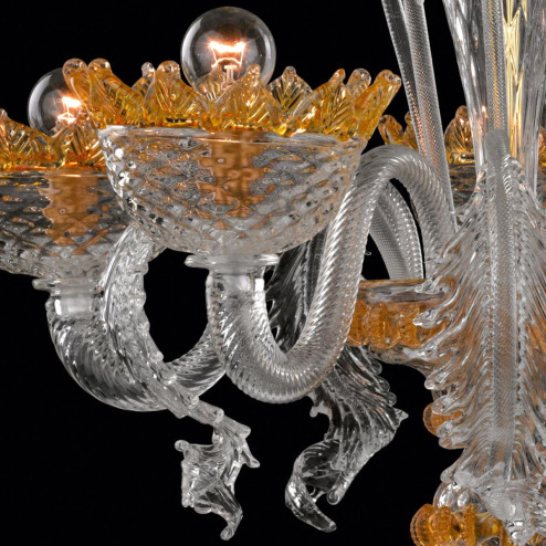"Norma" Murano glass chandelier - transparent and amber -