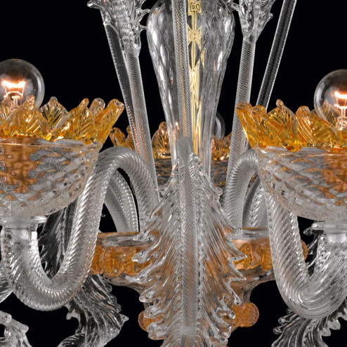 "Norma" lustre en cristal de Murano - transparent et ambre- 