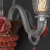 "Abigail" lampara de araña de Murano - transparente y rojo -