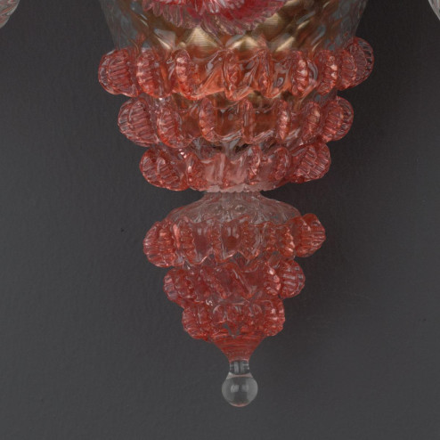 "Abigail" Murano glass chandelier - transparent and red -