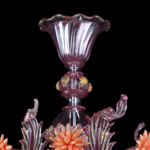 "Bucaneve" Murano glass chandelier - rose et -orange -