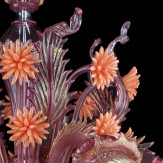 "Bucaneve" lampara de araña de Murano - rosa y naranja -