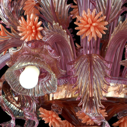 "Bucaneve" Murano glass chandelier - pink and orange -