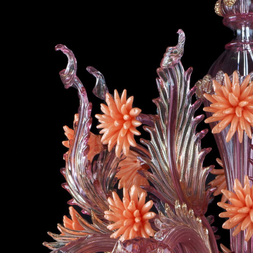 "Bucaneve" Murano glass chandelier - rose et -orange -