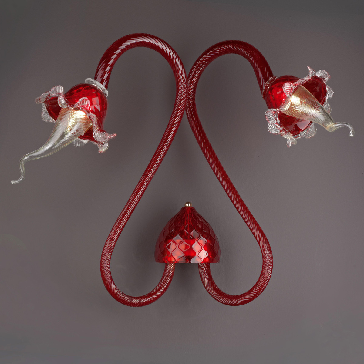 "Edera" Murano glass chandelier - red and transparent -