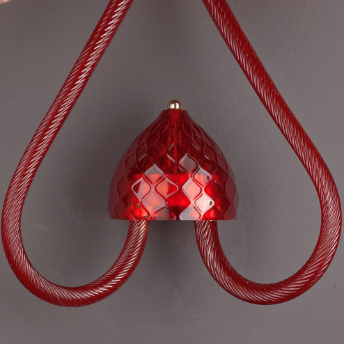 "Edera" lustre en cristal de Murano - rouge et transparent -